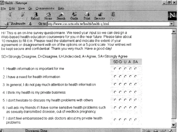 Fig. 2. A sample questionnaire screen for the ®rst set of questions.