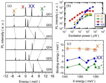 FIG. 2 (color online). (a) Magneto-PL spectra for QD2 mea- mea-sured under B ¼ 0–6 T in the Faraday geometry