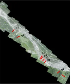 Fig. 8. The eight pro ﬁles. (a) General location of proﬁles. (b) p1 to p4 are in bare-earth areas of Site 1