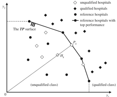 Fig. 1 The reference surface generated by TP and the relationship between qualified and unqualified hospitals