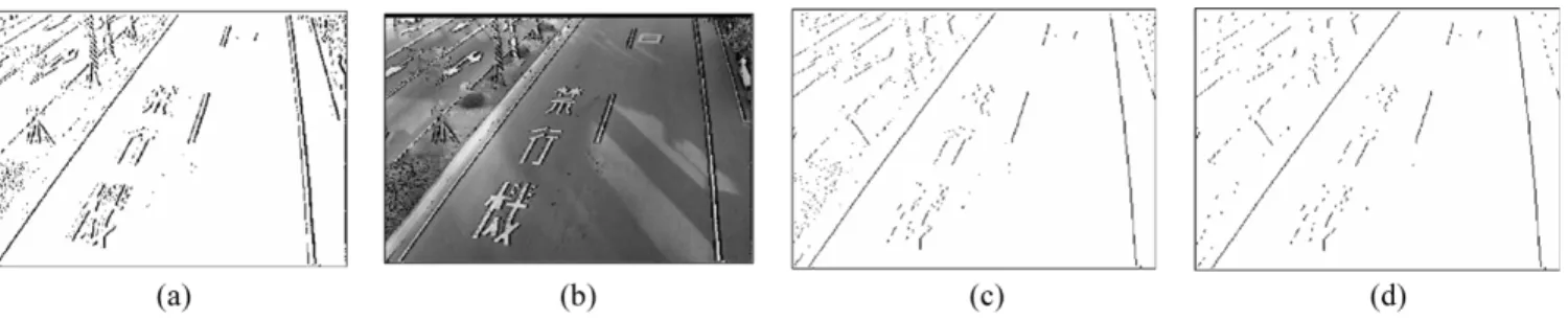 Fig. 5. Edge maps of the background image. (a) Edge map. (b) Background image and its associated edge map