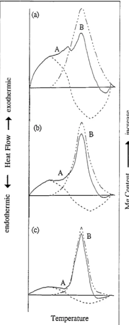 Fig. 10. Schematic model of DSC curve superimposed condition.  (2)  The  Mg  solute  atom  in  A1,  which  has  a  strong 