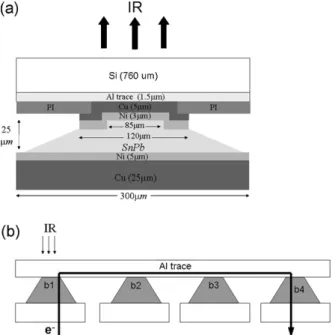 Fig. 2. Cross-sectional schematic diagram showing (a) the bump structure (b) the