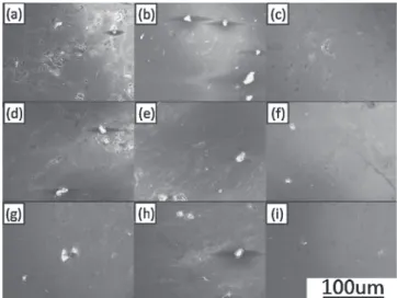 Fig. 4 SEM images of oxides aggregation for sample after 4th pass of ECAE at (a) 473 K and (b) 573 K.