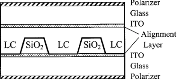 Figure 1. Schematic of the conic CCLCD. In the vector representation, the discretized free energy