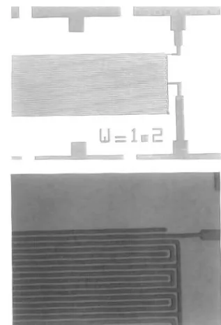 Figure 2 shows the photograph of the patterned interdigitated structure. A summary of the liftoff test designed with the Taguchi method is given in Table I