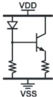 Fig. 6. Power-rail ESD clamp circuit with the diode-triggered HBT in a SiGe BiCMOS process [16].