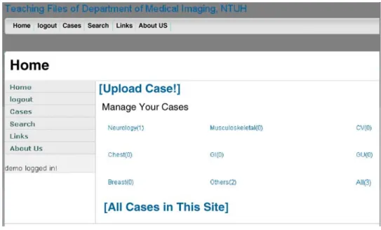 Fig 2. Case management interface page shows that user can upload files into different folders.