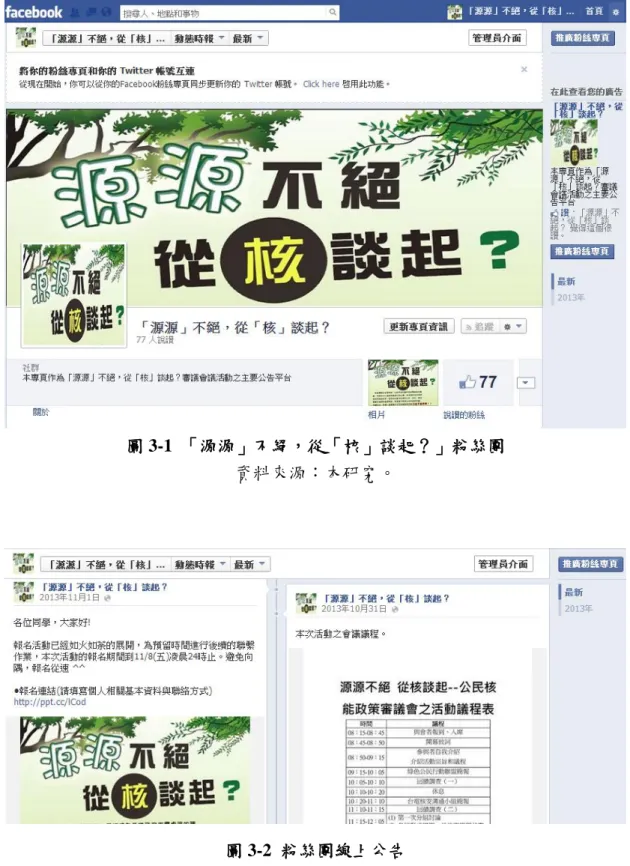 圖 3-1  「源源」不絕，從「核」談起？」粉絲團  資料來源：本研究。 