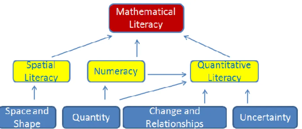 圖 5    數學素養關係架構圖。引自  “Mathematics for literacy,” by J. de Lange, 2003, In B. L.  Madison &amp; L