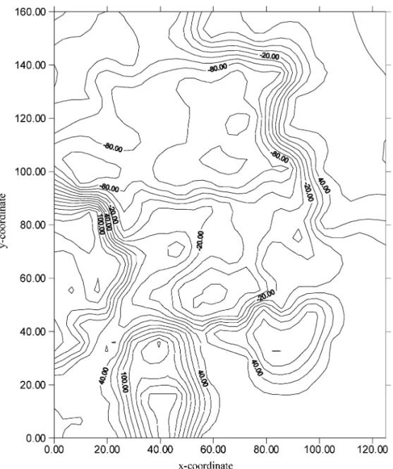 Fig. 3. Equi-variation contours of cumulative air pollution in the study area after the completion of rail transit networks