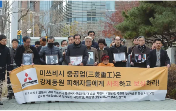 Figure 1. Victims of Wartime Forced Labor Rally Outside the Supreme Court in Seoul, South Korea