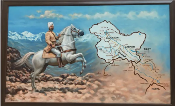 Figure 8. General Zorawar Singh, the “Conqueror of Ladakh”, and boundaries of the Indian-claimed Jammu and Kashmir