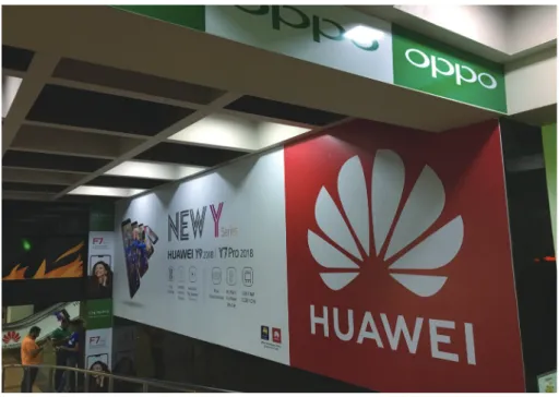 Figure 5. A Billboard of Huawei and Advertisement for Oppo in Colombo, Sri Lanka