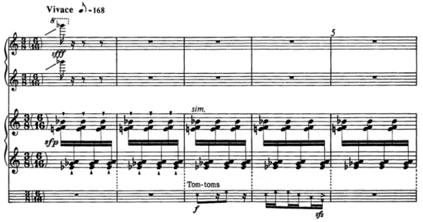 圖 8.  《豎琴協奏曲，作品第 25 號》第三樂章，11-14 小節 