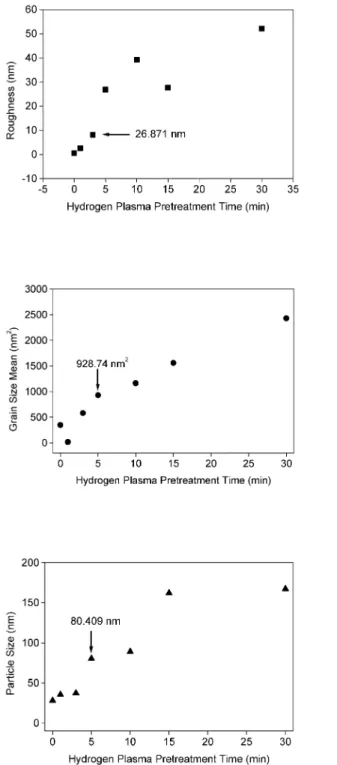 Fig. 3. SEM photographs of samples grown on H plasma-pretreated 2