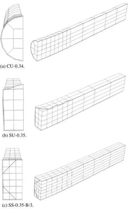 Fig. 11. Deformation shapes of CFT columns.