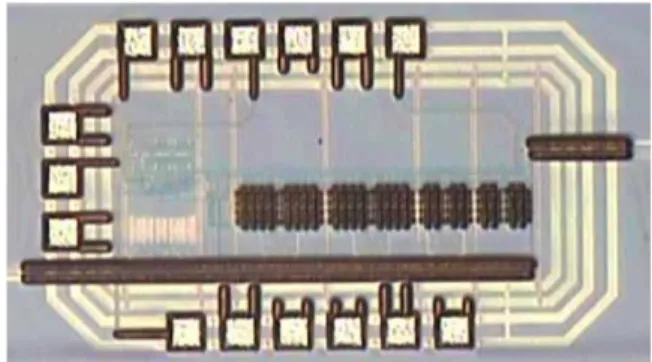 figure 13 with the sizes of the MOS transistors labeled. The differential pair circuit uses p-MOS transistors of the channel width of W = 16 μm, 6 μm and 3 μm, channel length L = 0.5 μm, and n-MOS transistors with the channel length and