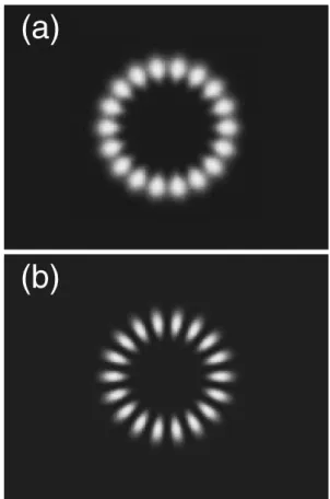 Fig. 4. Computer-calculated near-ﬁeld patterns corresponding to Fig. 2 for 20-mm-diameter oxidized VCSEL.