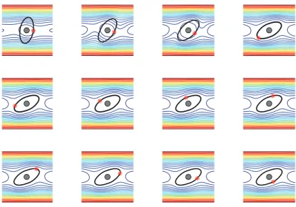 Fig. 5.2 . The motion of an compound interface in a shear ﬂow with initial conﬁguration