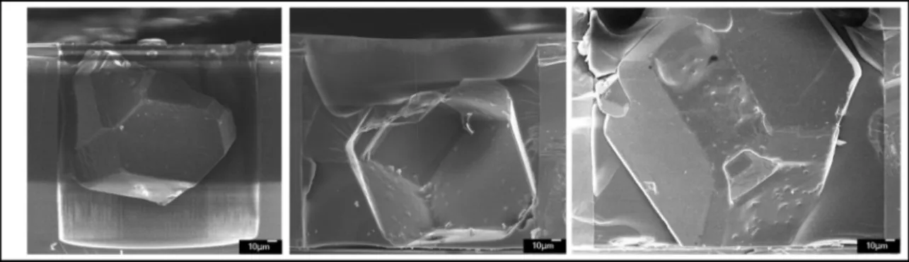 Fig.  2  shows  the  SEM  image  of  silicon  blind-hole  filled  with  artificial  diamond particle with different condition
