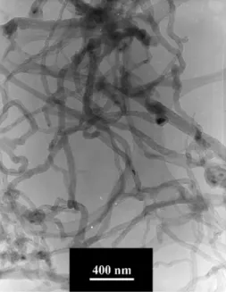 Fig. 1 is a TEM image, which shows that raw sample contains multi-walled carbon nanotubes and catalyst