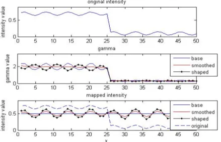 Figure 6.   1-D example of gamma mapping with three different gamma functions. 