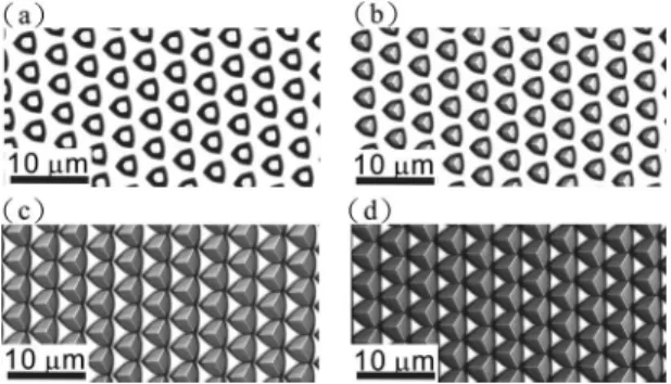 FIG. 1. Confocal microscopy images of PSS: 共a兲 A-PSS, 共b兲 B-PSS, 共c兲 C-PSS, and 共d兲 D-PSS.