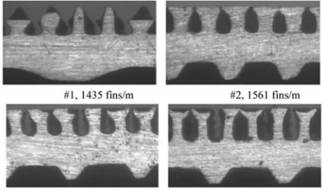 Figure 5 The test tubes and test results of Ji et al. [14]: (a) enhanced tube geometry; (b) HTC vs