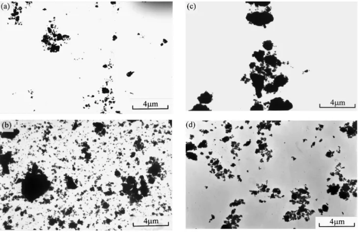 Fig. 6. TEM micrographs of urea-derived 5.5 mol% CeO 2 –2 mol% YO 1 .5 –ZrO 2 powders produced by various methods: (a) alcohol washing and infrared