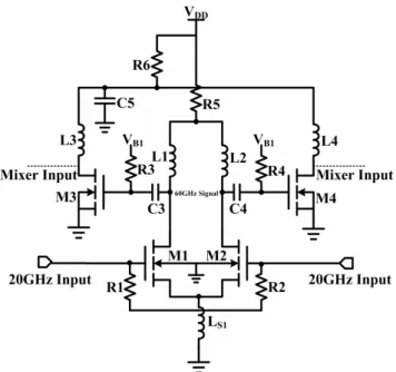 Figure 4. The circuit scheme of proposed CMOS frequency tripler 