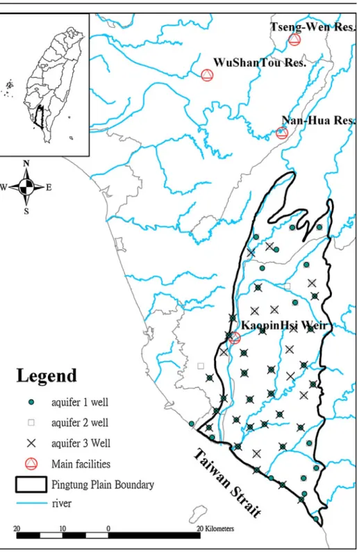 Fig. 3 The main facilities location of the study area
