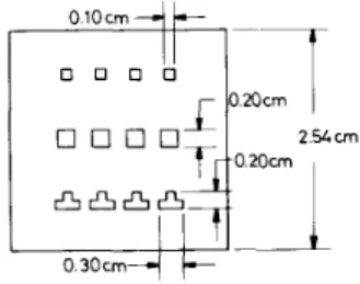 Fig.  1.  Conductor test  pattern  employed  in this study.  tern,  shown  in  Fig.  1, was  printed  on 96% A1203 substrate2  and dried at  150°C for  15 min