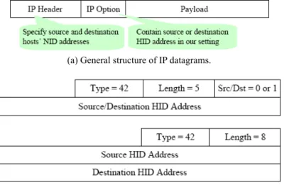 Fig. 1. Generic structure of an IP datagram with HID option. 