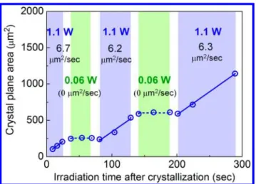 Figure 4. The time evolution of the crystal plane area under laser irradiation.