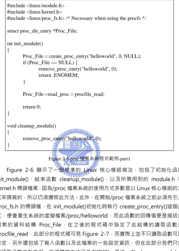 Figure 2-6 proc 檔案系統程式範例-part1 