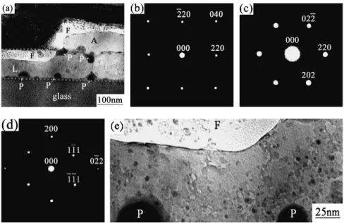 Fig. 5. Cross-sectional TEM images of the lateral crystallized poly-Si layer of sample 2 annealed at 823 K for 1 h: (a) BF