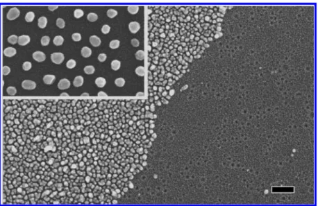 Figure 2. AFM topographical images of sample surfaces subjected to a single shot laser irradiation at laser ﬂuences of 226 mJ cm -2 (a) and 470 mJ cm -2 (b)