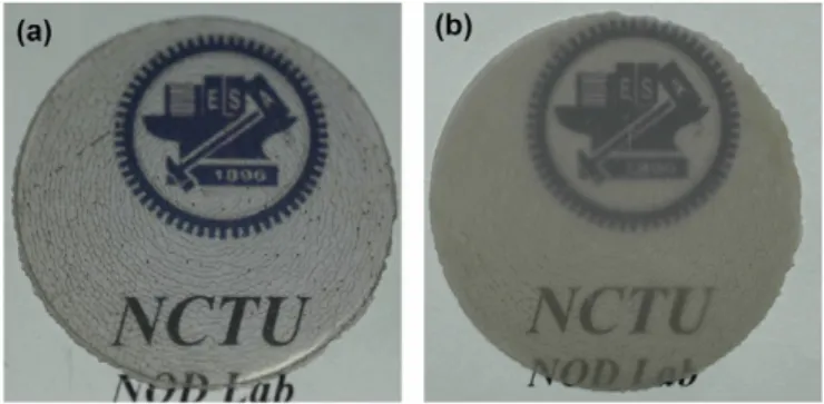 Fig. 6. Free-standing GaN substrate (a) before and (b) after ICP etching at the N-polar face.