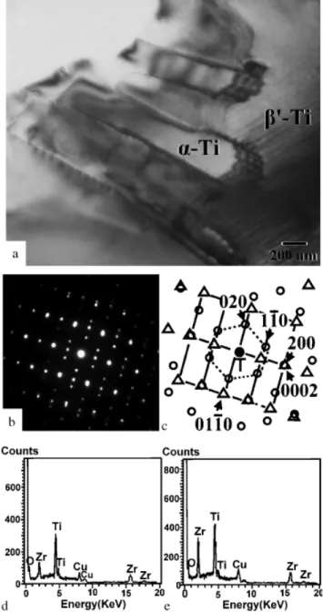 Fig. 4. Scanning electron micrograph (backscattered electron image, BEI) of the reaction layer ‘‘D’’ in the interface between Ti/ZrO 2 after