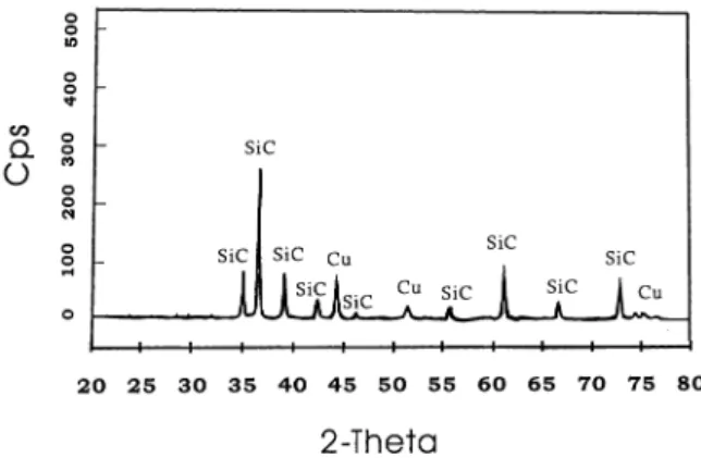 Fig. 2. Cross-section microstructure of the Cu-coated SiC p composite