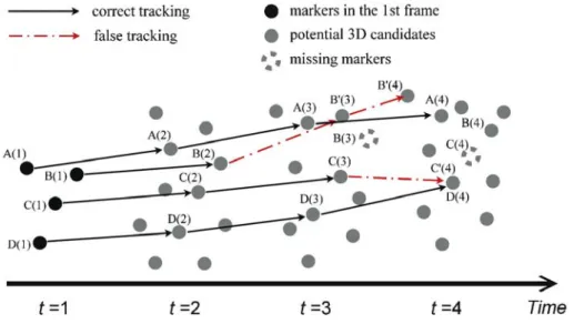 Fig. 10. An example of tracking errors resulting from missing markers