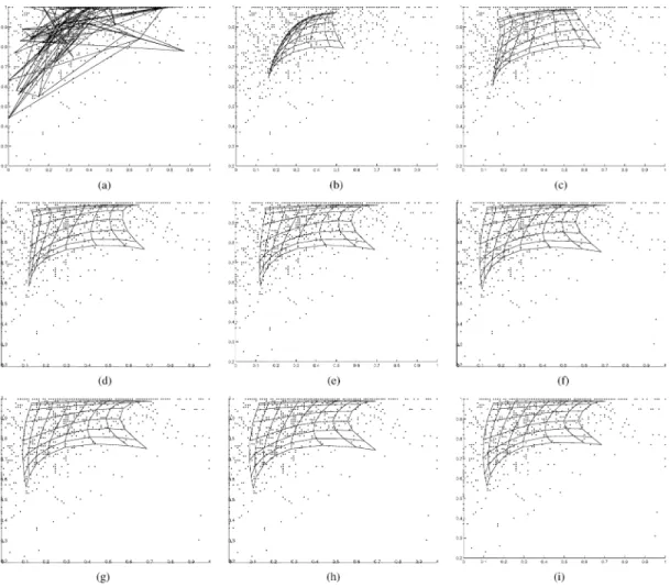 Fig. 10. Map-learning process obtained by running the SODAEM algorithm on PenRecDigits_C0