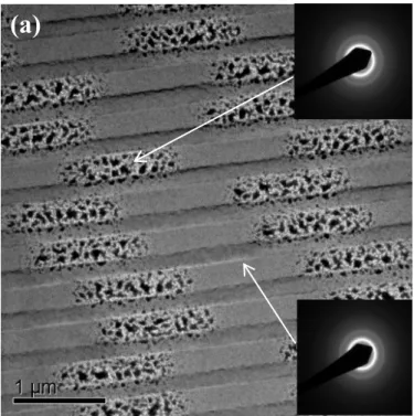 Figure 5. (a) TEM micrograph of 11T signal marks written in the type II optical disk at optimized P w  = 7 mW 