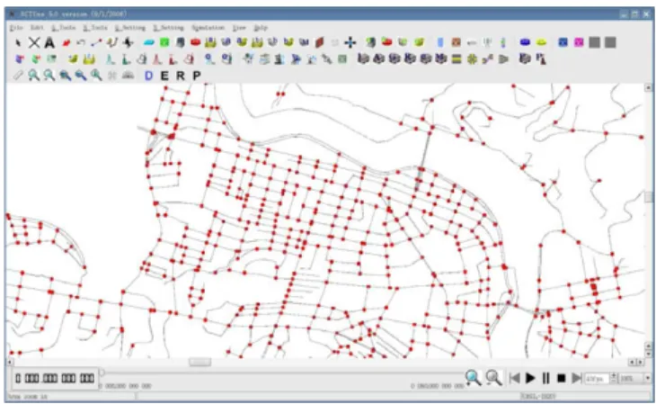 Fig. 6. NCTUns can import a real-world map (Taipei) to automatically construct the road network.