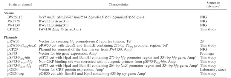 TABLE 1. Strains and plasmids used in this study