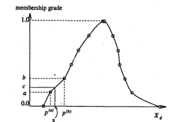 Illustration of  the  fuzzification search  procedure  (the value  of  c is 