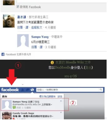 Figure 5. Screenshot of the Facebook-comments function       In fact, most of the students had an account before  registering the course