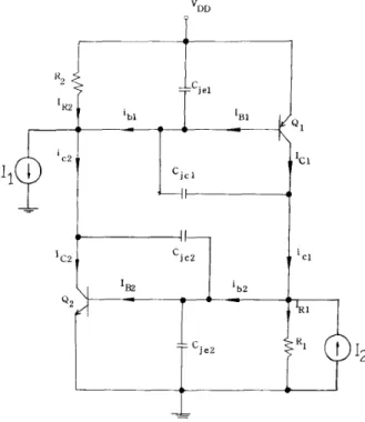 Fig.  I .   Lumped equivalent  circuit  for modeling  the  transient behavior  of  the  p-n-p-n  structure