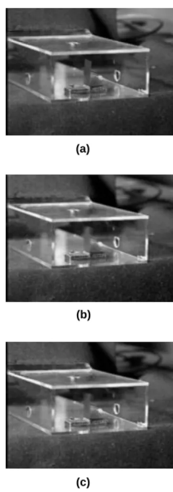 Fig. 8. The photograph of the swinging of the ®n: (a) station- station-ary, (b) and (c) in swinging situation.